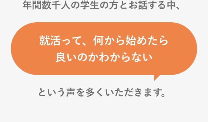 「就活って何から始めたら良いのかわからない」という声を多くいただきます。